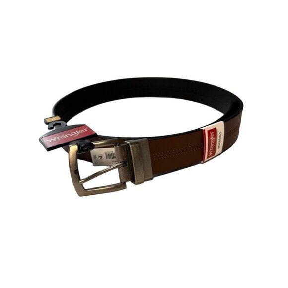 Wrangler Men's Reversible Silver Tone Buckle Belt Size 36 - Picture 1 of 8